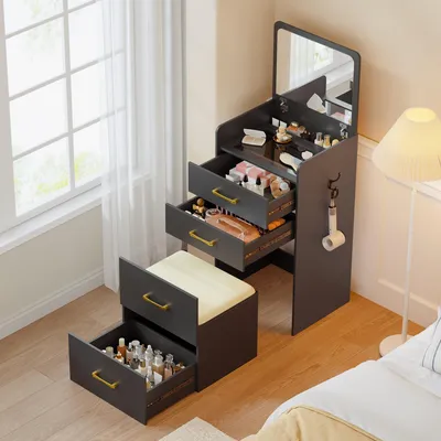Image de Table de maquillage Hoek avec miroir et espace de rangement
