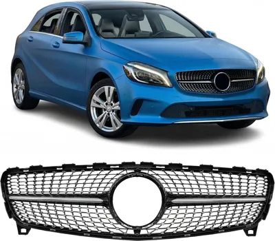 Image de Grille de radiateur compatible avec MERCEDES A-CLASS W176 2015-2018 DIAMOND noir