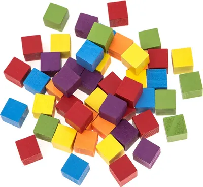 Obrázok produktu pre Farebné drevené kocky mix 15x15mm 49ks.