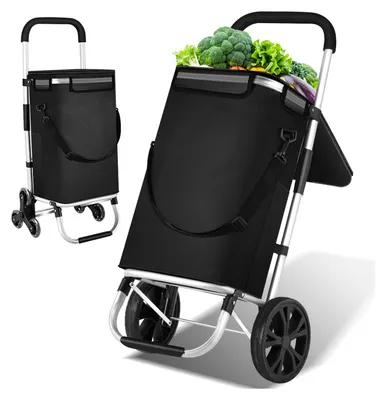 Produktbild von Aopunly 3in1 Einkaufstrolley, Trolley groß 40 Liter, Einkaufstasche mit Treppen steiger räder, Einkaufswagen mit Kühlfach, Klappbarer Shopper