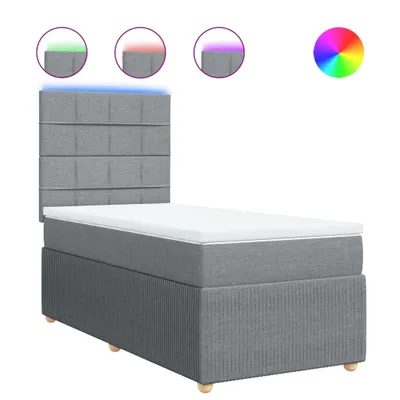 Produktbild von Boxspringbett mit Matratze Hellgrau 90x200 cm Stoff