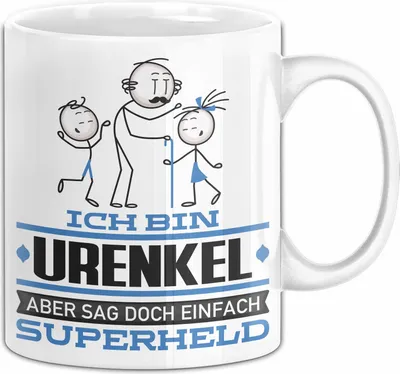Produktbild von Urenkel Geschenk Tasse Ich Bin Urenkel Aber Sag Doch Einfach Superheld Lustige Geschenkdiee für Urenkel Kaffee-Becher (Weiß)