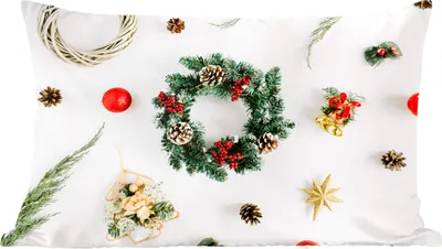 Produktbild von MuchoWow® Zierkissen Sofakissen Wohnzimmer Dekokissen 50x30 cm Winter - Kranz - Weihnachten - Wohnzimmerdekoration - Polster mit Photo