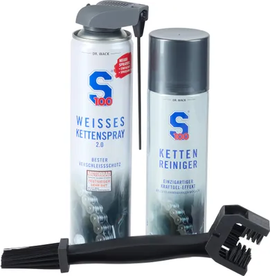 Produktbild von S100 Kettenspray 2.0 Set: Kettenreiniger 300ml + Bürste, 400ml Spray