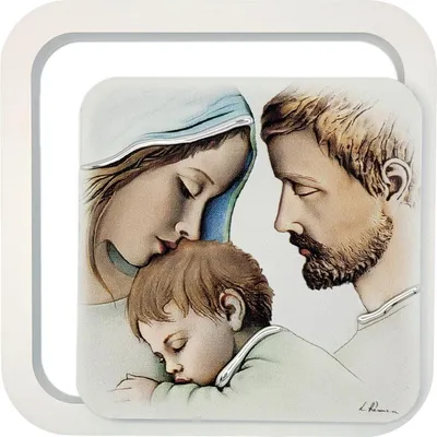 Image de Peinture de la Sainte Famille sur bois | Taille : 11x11 cm | Numéro d'article : ES0620630