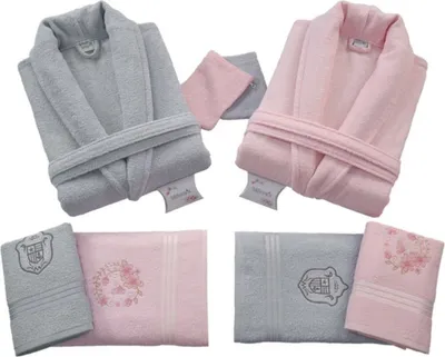 Produktbild von Bademantel Set 10 teilig Damen & Herren Handtuch Duschtuch