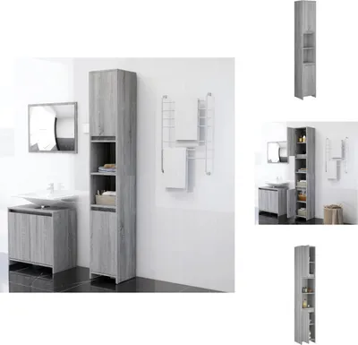 Produktbild von vidaXL Badezimmerschrank Grau Sonoma 30x30x183,5 cm Holzwerkstoff -  Badezimmermöbel-Sets