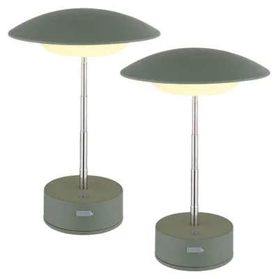 Zdjęcie produktu dla zestaw 2 lamp stołowych LED, zielona, ściemniacz dotykowy, regulowana wysokość
