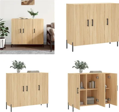 Obrázek produktu pro vidaXL Příborník Sonoma dub 90x34x80 cm materiál na bázi dřeva - Příborník - Příborníky - Skříňka - Úložná skříňka