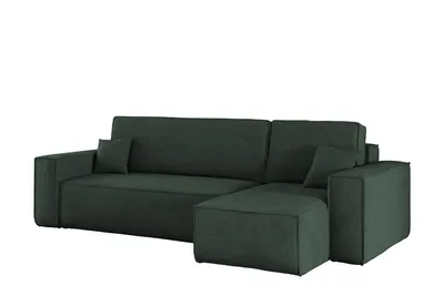 Produktbild von Kaiser Möbel Ecksofa mit schlaffunktion und bettkasten, Sofa L-form, Couch L-form BEST Dicker Cord Rechts Grün