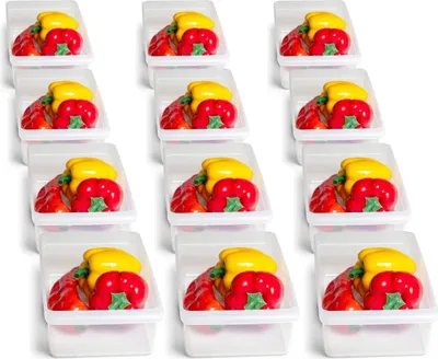 Produktbild von Novaliv 12x Kühlschrank Organizer 30,5 x 7,5 x 16 cm BPA-frei Ordnung Germany Kühlschrankorganizer Lebensmittelecht Aufbewahrung für Küche Haushalt Spühlmaschinenfest Ordnungssystem Küche