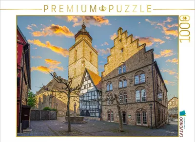 Produktbild von CALVENDO Puzzle Schwälmer Brunnen und Obergasse 1000 Teile Puzzle quer | 1000 Teile Lege-Größe 64x48cm Foto-Puzzle für glückliche Stunden