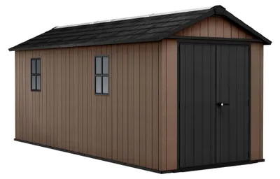 Produktbild von Newton + 7517/1775 - Gartenhaus 539x246x230 cm mit 2 Türen zur Geräteaufbewahrung, Holzoptik-Oberfläche Evotech+ aus Kunstharz in Braun und Schwarz