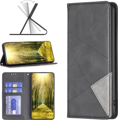 Produktbild von Mobigear Rhombus Slim  Motorola Moto G71 5G Hülle Klapphülle - Schwarz