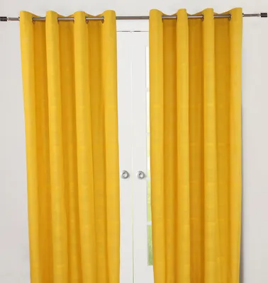 Produktbild von HOMESCAPES Gardinen mit Ösen Rajput gelb 2er Set, 140 x 140 cm