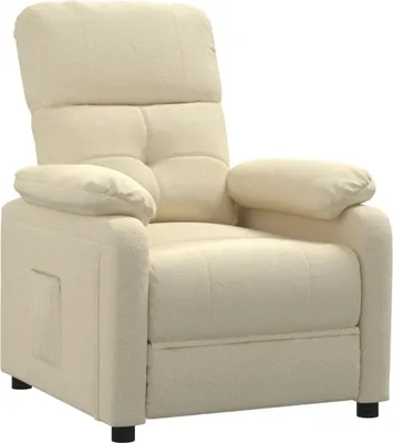 A cream-colored recliner chair shown from a front-side angle against a white background.