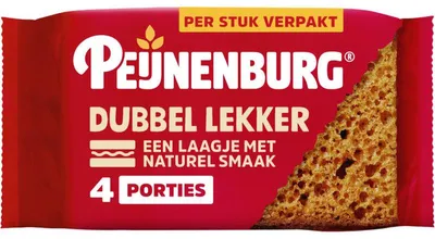 Image de Peijnenburg Ontbijtkoek Double Delicious 4-pack, 196 g - Gâteau juteux pour le petit-déjeuner