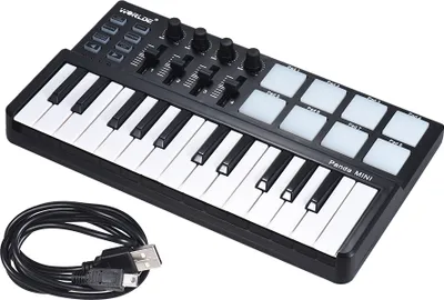 Produktbild von WORLDE Panda MINI 25-klawiszowy ultraprzenośny kontroler klawiatury USB MIDI 8 kolorowych podświetlanych przycisków spustowych