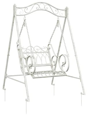 Obrázek produktu pro Houpací lavička Ocel 113 x 121,5 x 168 cm Antická bílá