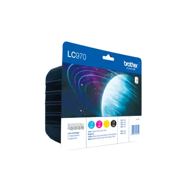 Produktbild von Brother LC970VALBPDR, Schwarz, Cyan, Magenta, Gelb, 4 Stück(e), 350 Seiten, 300 Seiten, Multipack