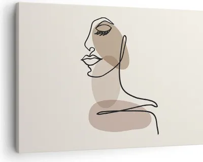 Produktbild von Bild auf Leinwand - Leinwandbild - Einteilig - Zeichnung einzeilig Frau - 70x50cm - Wand Bild - Wanddeko - Wandbilder - Leinwanddruck - Bilder - Wanddekoration - Leinwand bilder - AA70x50-4612