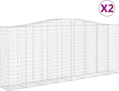 Imagen del producto de vidaXL: 2 gabiones con forma de arco, 400x50x160/180 cm, hierro galvanizado