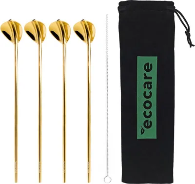 Image de ECOCARE Cuillère avec paille Set 4 pièces or