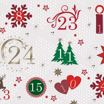 Produktbild von RP 20 Servietten Advent Calendar - Adventskalender mit Zahlen 33x33cm