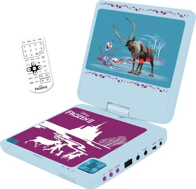 Immagine prodotto di Lettore DVD portatile Frozen con schermo rotante da 7, porta USB e auricolari