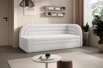 Produktbild von Schlafsofa FABILLO – Sofa mit Schlaffunktion & Bettkasten, Bouclé-Stoff, 223 × 86 cm