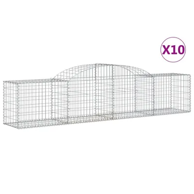 Produktbild von vidaXL Gabionen mit Hochbogen 10 Stk. 300x50x60/80 cm Verzinktes Eisen