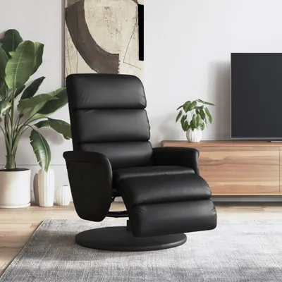 Produktbild von Relaxsessel Einzelsofa mit Fußteil Schwarz Kunstleder 356717