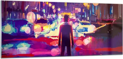 Produktbild von Bilder auf glas - futuristisch Grafik Stadt Beleuchtung - 100x40cm - Glasbilder - Wandbilder - Kunstdruck - Wanddekoration aus Glas - Glas Bilder - Wandbild auf Glas - GAB100x40-3189