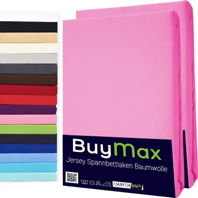 Produktbild von Buymax Spannbettlaken 160x200cm Doppelpack 100% Baumwolle Spannbetttuch Bettlaken Jersey, Matratzenhöhe bis 25 cm, Farbe Altrosa