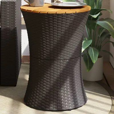 Obrázek produktu pro vidaXL Zahradní stolek ve tvaru bubnu z černého polyratanového masivu