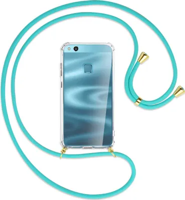 Produktbild von Handykette Backcover-Schutzhülle mit Band (Metall goldfarben) für Huawei P10 Lite - türkis