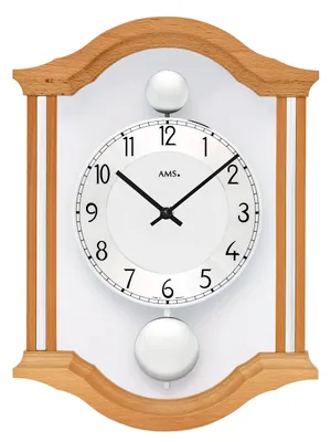 Produktbild von AMS W7447-18 Wanduhr mit massivem Buchenholzgehäuse