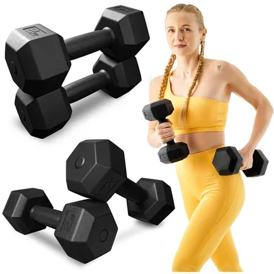 Produktbild von TREX SPORT Kurzhanteln Hanteln Set 2x2kg TX-002CD | Kunststoff Hexagon Dumbbell für Krafttraining | sechseckige Anti-Roll Form, ergonomischer Griff