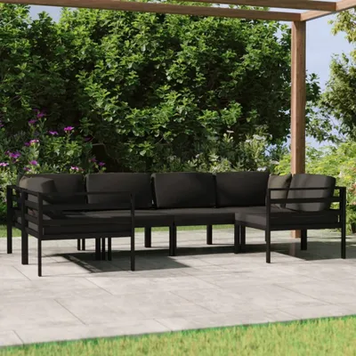 Immagine prodotto di The Living Store Set da giardino 6 pezzi con cuscini alluminio antracite
