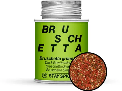 Produktbild von Stay Spiced ! I Bruschetta Grüne Olive I Gewürzmischung Und Paste I Mit 100% Tomatenflocken 170Ml Schraubdose