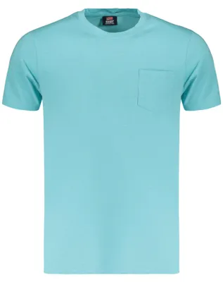 Produktbild von Stylisches Kurzarmliges Herren-T-Shirt in Blau mit Logo & Brusttasche