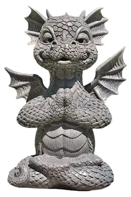 Drachenfigur aus Harz, Zen-Yoga-Dekoration, grau, 1 Stück