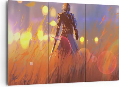 Produktbild von Bild auf Leinwand - Leinwandbild - Krieger Schwert - 165x110cm - Wand Bild - Wanddeko - Wandbilder - Leinwanddruck - Bilder - Kunstdruck - Wanddekoration - Leinwand bilder - Wandkunst - CE165x110-3819