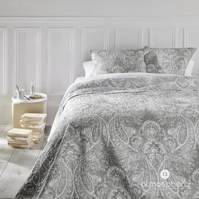 Immagine prodotto di Copriletto + 2 federe "Marie" grigio chiaro - 260 × 240 cm - Atmosphera créateur d'intérieur