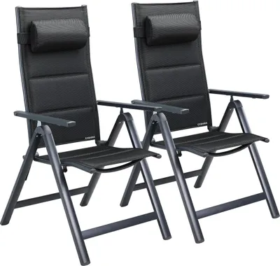 Image de Set de 4 chaises de jardin aluminium dossier réglable 8 positions rembourrage max. 120kg chaise à dossier haut chaise pliante terrasse anthracite