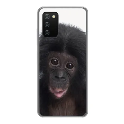Produktbild von MuchoWow® Handyhülle Schutzhülle Hülle für Samsung Galaxy A03s Affe - Schimpanse - Porträt - Kinder - Jungen - Mädchen Silikon Softcase Handy Hülle - Schutz