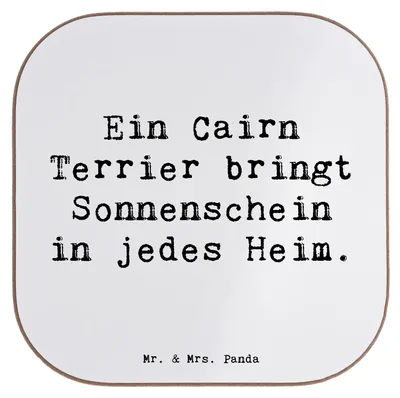 Produktbild von Mr. & Mrs. Panda Holzuntersetzer Spruch Cairn Terrier Glück - Weiß - Geschenk, Familienhund, Hunderassen, Getränkeuntersetzer, Coaster, Hunderasse, gläseruntersetzer