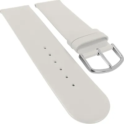 Produktbild von Eulit Uhrenarmband Schafnappa weiß Leder ohne Naht seidenmatt, Stegbreite:12mm, Schließe:Silbern