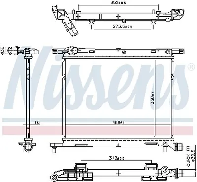 Produktbild von NISSENS 607029 Kühler Wasserkühler Motorkühler für FIAT 500 (312) 500 C (312) Panda Schrägheck (312, 319) Panda Van (312, 519) für LANCIA Ypsilon