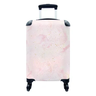 Produktbild von MuchoWow® Koffer Handgepäck Trolley Rollkoffer Kleine Reisekoffer mit 4 Rollen - Marmor - Rosa - Glitter - Gold - Muster - Cabin Size < 55x40x23 cm & 55x40x20 cm - Fotokoffer - Kabinenkoffer - Boardgepäck - Reise-Box - Reisekoffer - Reisegepäck - Koffer mit Bild - Trolley für Kinder